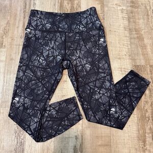 Womens Spyder Active Black Web Printed Stretch Compression Leggings Pants Size M